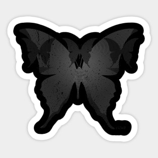 BUTTERFLY Gray, Retro Design, Ring Grid Sticker